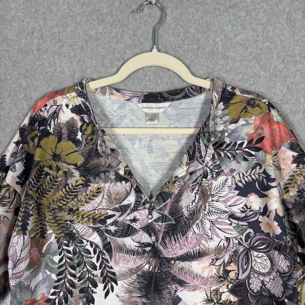 Christopher Banks Shirt Large Floral Paisley 1/4 … - image 2